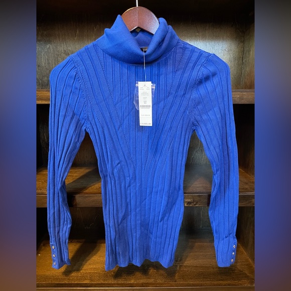 WHBM Blue Ribbed Neck Sweater - Picture 1 of 3